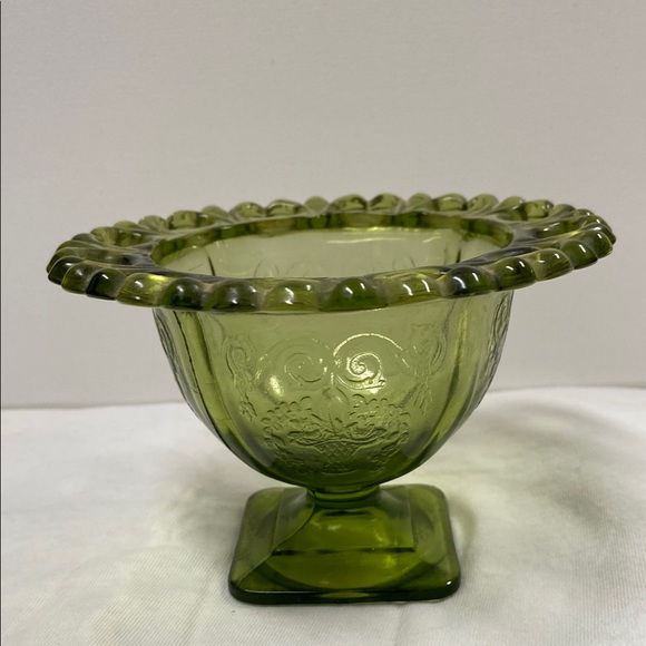 Other - Vintage Green Glass Pedestal Bowl